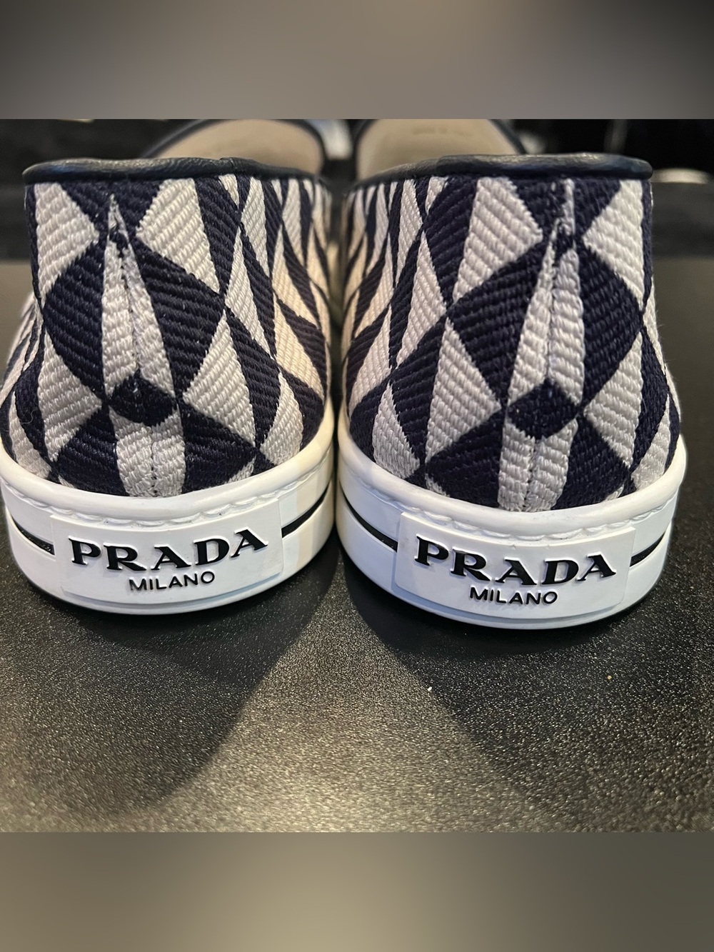Prada Symbole Logo Loafer Mens Slip-on Sneakers White/Black Size 10US - Picture 5 of 13